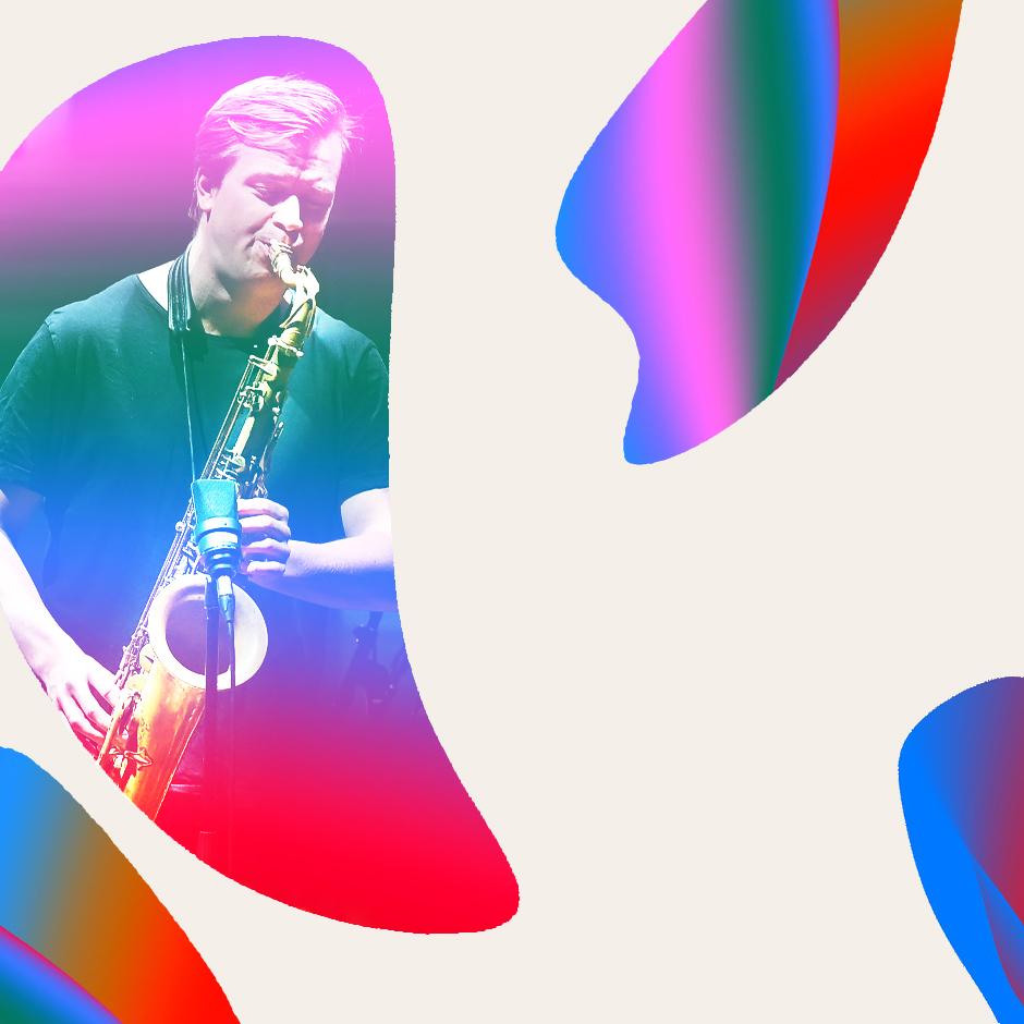 BBC Proms 2022 creative featuring an image of saxophonist Marius Neset
