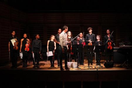 Young musicians with Darragh Morgan as part of our Turning Points: Berio concert, November 2017